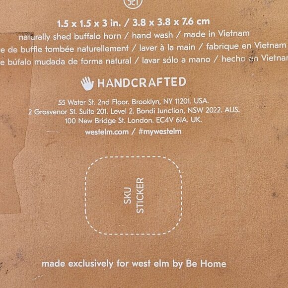 Salt and Pepper Shakers West Elm Naturally Shed Buffalo Horn Hand Made NiB - Picture 4 of 8